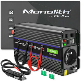 Qoltec Monolith voltage converter 1200 MS Wave |12V to 230V | 600/1200W | USB