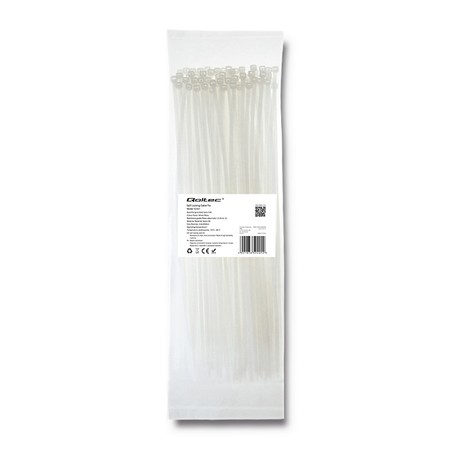 Qoltec Self-locking cable tie | 3.6*300mm | Nylon UV | White (1)