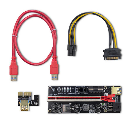 Qoltec Riser PCI-E 1x - 16x | USB 3.0 | ver. 010S | SATA / PCI-E 6 pin (1)