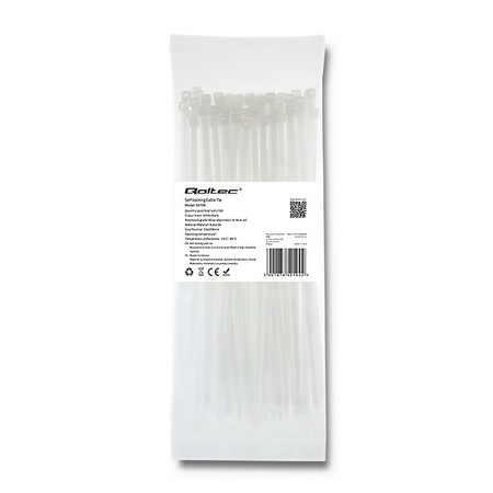 Qoltec Self-locking cable tie | 3.6*200mm | Nylon UV | White (1)