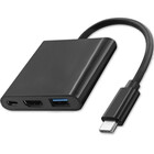 Qoltec Adapter USB 3.1 type C male | HDMI A female + USB 3.0 type A female + USB 3.1 type C PD | 0.2m | Black (6)