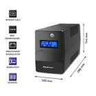 Qoltec UPS - Monolith | 1000VA | 600W | LCD | USB | RJ45 (4)