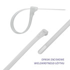 Qoltec Reusable Self-locking cable tie | 7.2*450 mm | Nylon UV | White (4)