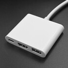 Qoltec Adapter USB 3.1 type C male | HDMI A female + USB 3.0 A female + USB 3.1 type C PD | 0.2m | White (4)