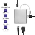 Qoltec Adapter USB 3.1 type C male | HDMI A female + USB 3.0 A female + RJ45 female + PD | 0.2m (3)