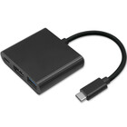 Qoltec Adapter USB 3.1 type C male | HDMI A female + USB 3.0 type A female + USB 3.1 type C PD | 0.2m | Black (1)