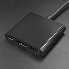 Qoltec Adapter USB 3.1 type C male | HDMI A female + USB 3.0 type A female + USB 3.1 type C PD | 0.2m | Black (4)