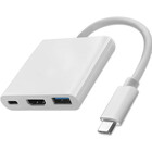 Qoltec Adapter USB 3.1 type C male | HDMI A female + USB 3.0 A female + USB 3.1 type C PD | 0.2m | White (6)