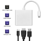 Qoltec Adapter USB 3.1 type C male | HDMI A female + USB 3.0 A female + USB 3.1 type C PD | 0.2m | White (3)