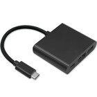 Qoltec Adapter USB 3.1 type C male | HDMI A female + USB 3.0 type A female + USB 3.1 type C PD | 0.2m | Black (9)