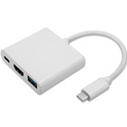 Qoltec Adapter USB 3.1 type C male | HDMI A female + USB 3.0 A female + USB 3.1 type C PD | 0.2m | White (1)