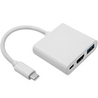 Qoltec Adapter USB 3.1 type C male | HDMI A female + USB 3.0 A female + USB 3.1 type C PD | 0.2m | White (10)